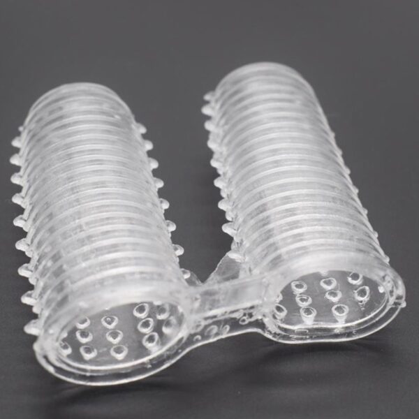 Double Finger Stall Buckle Set Particle Barbed Crystal Exotic Condom Couple Toys - Image 8