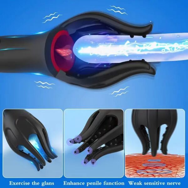 Electric Shock Tongue Licking Airplane Bottle Men's Automatic Penis Trainer Turtle Head Exerciser Masturbation Product - Image 2
