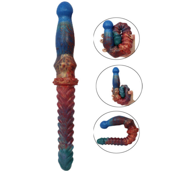 Color Double Head Dildo Fishbone Pattern Butt Plug For Women - Image 4