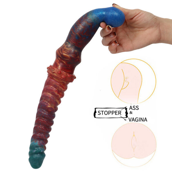 Color Double Head Dildo Fishbone Pattern Butt Plug For Women - Image 6