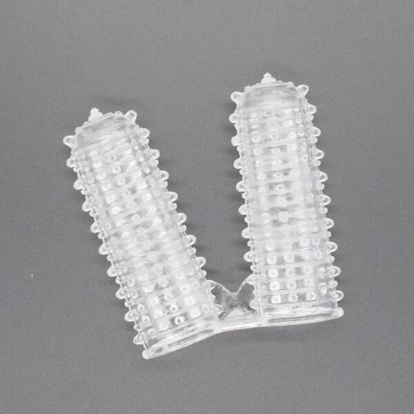 Double Finger Stall Buckle Set Particle Barbed Crystal Exotic Condom Couple Toys - Image 2