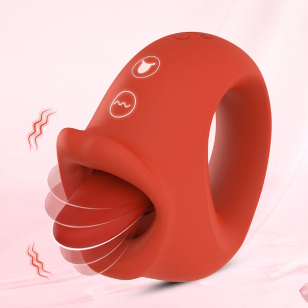 Red Cufflinks Honey Tongue Women's Vibrating Tongue Licking Masturbation Device - Image 6